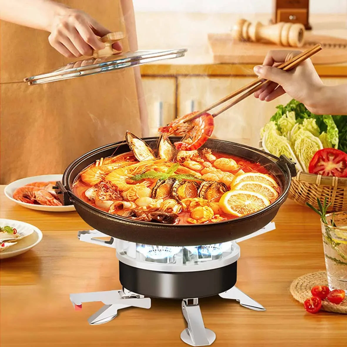 Portable 11800W Camping Stove High Power Foldable Gas Burner for Outdoor Cooking & BBQ