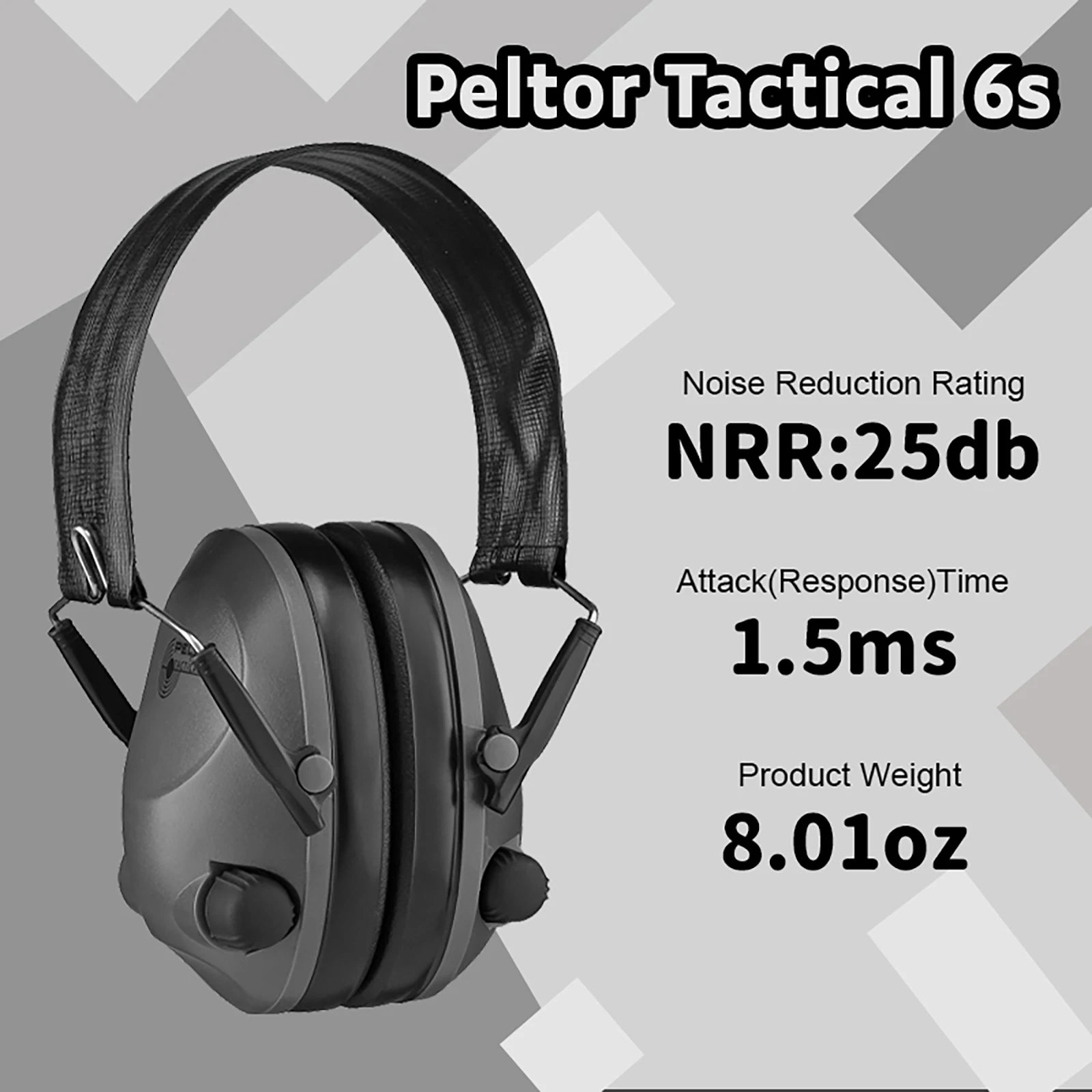 Electronic Shooting Earmuffs with 25dB Noise Reduction & Fast 1.5ms Response