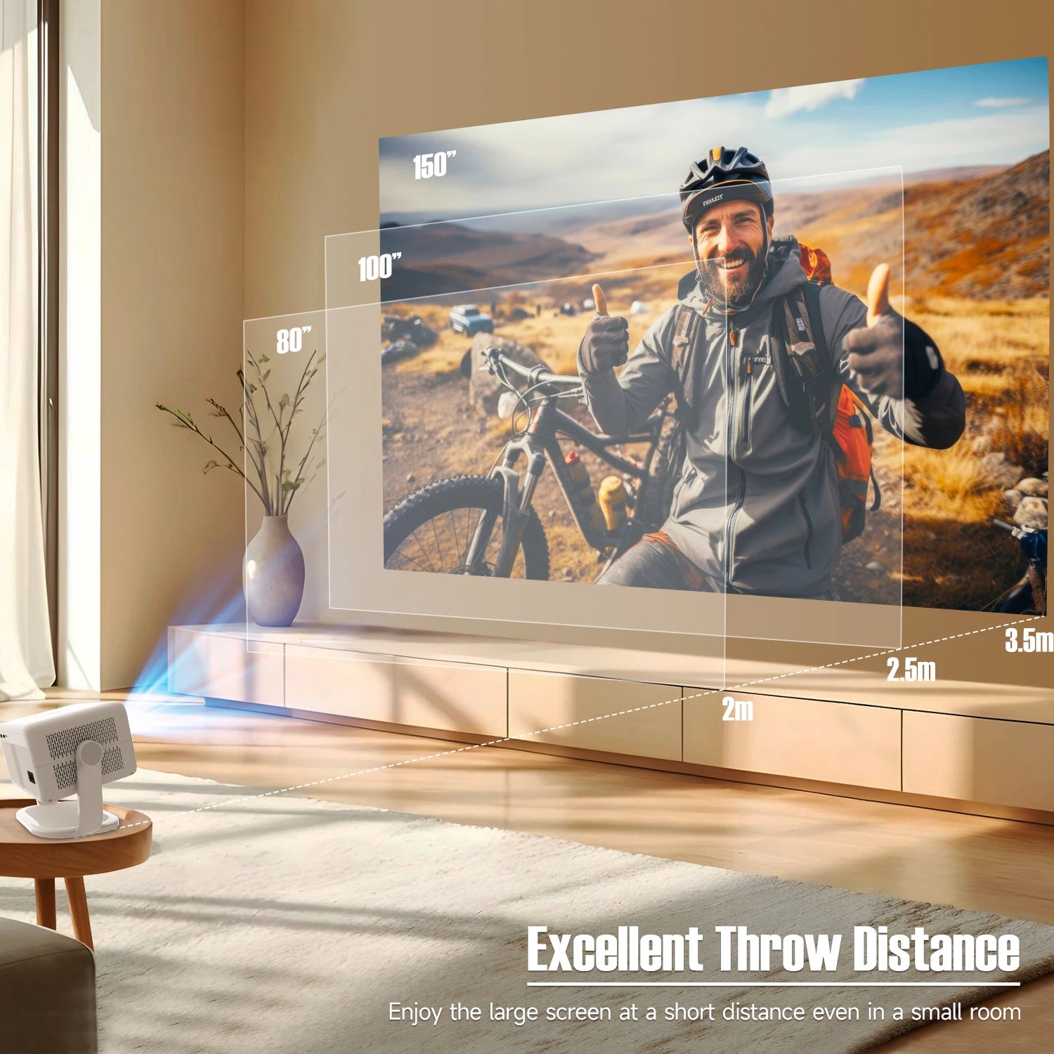 1080P Smart Projector with Auto Focus WiFi Bluetooth