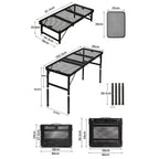 Height Adjustable Outdoor IGT Folding Table with Mesh Top - Large