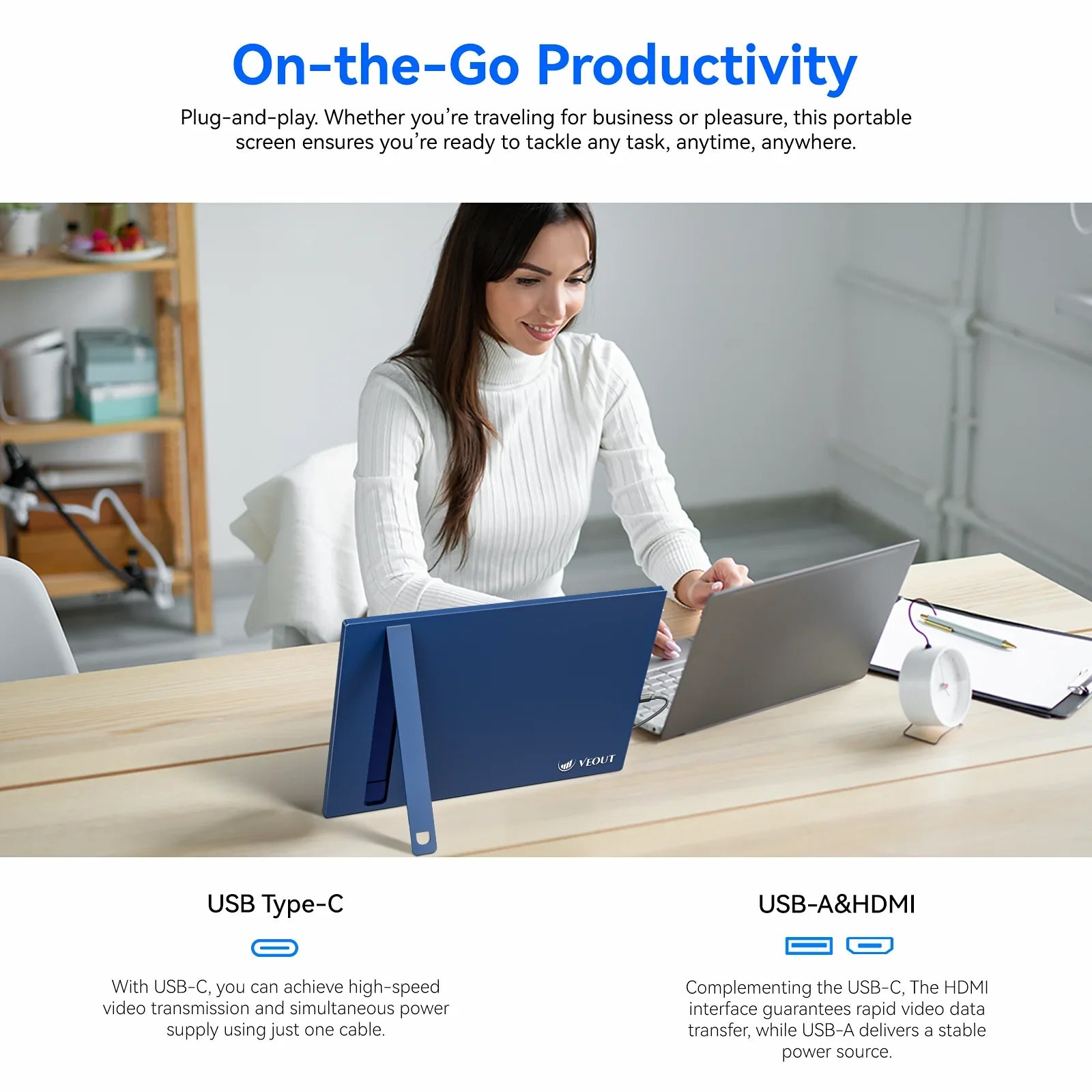 16" Rechargeable LCD Display – Portable Monitor for Work & Play