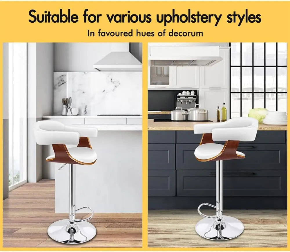 Modern Kitchen Counter Chair with Footrest, Ergonomic PU Leather & High-Resilience Foam
