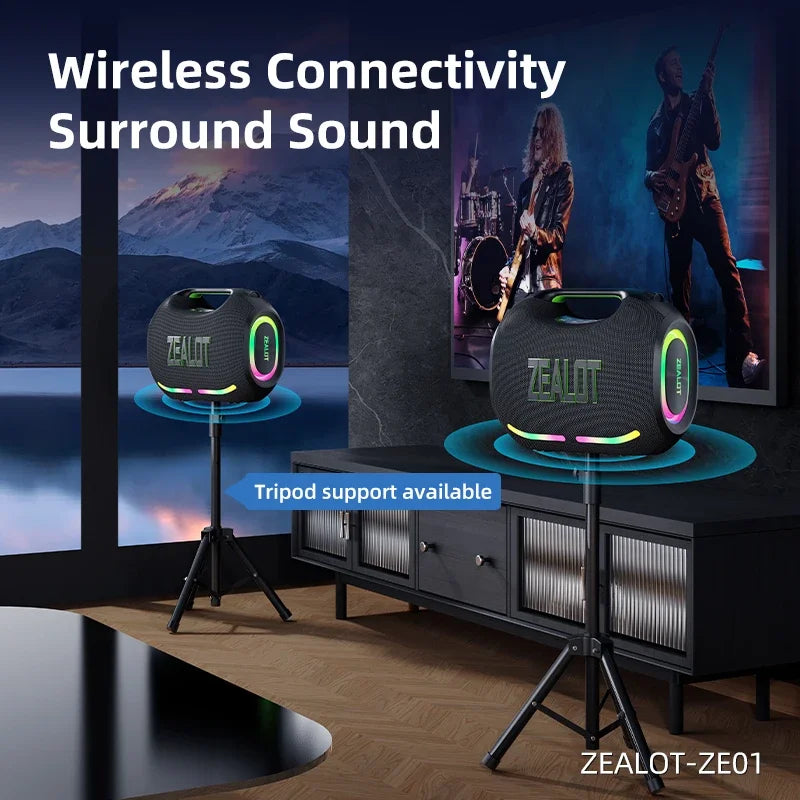 120W Portable Bluetooth Speaker with Subwoofer and Power Bank
