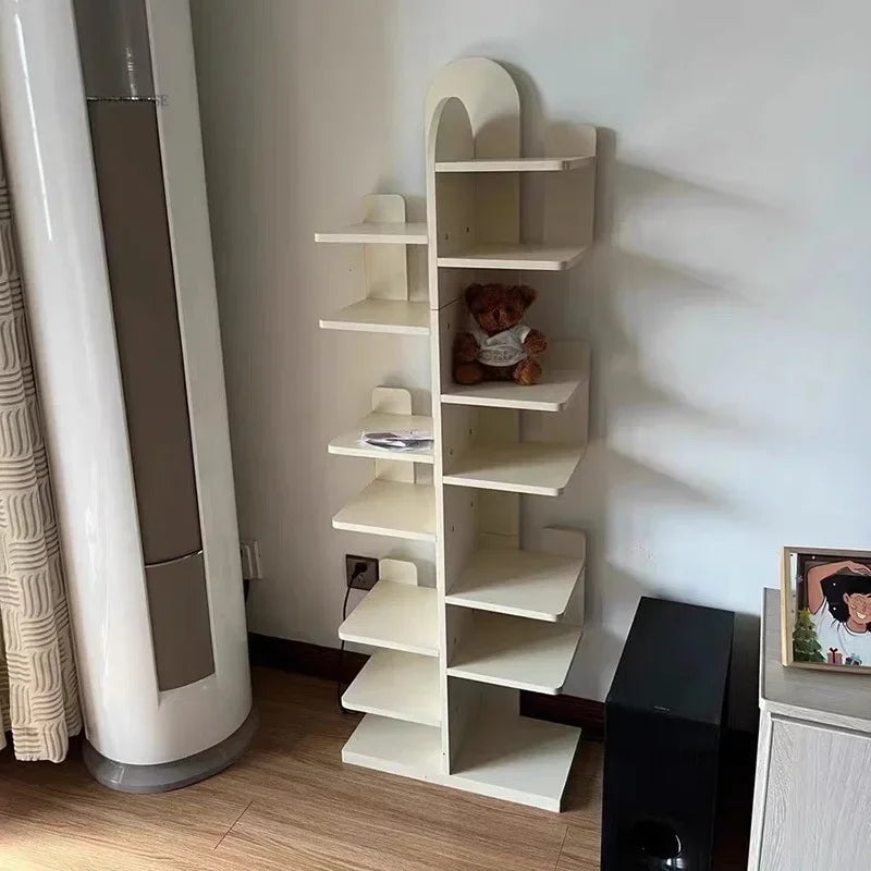 Modern Wooden Bookcase Rack Floor-Standing Multi-Layer Storage for Home or Office