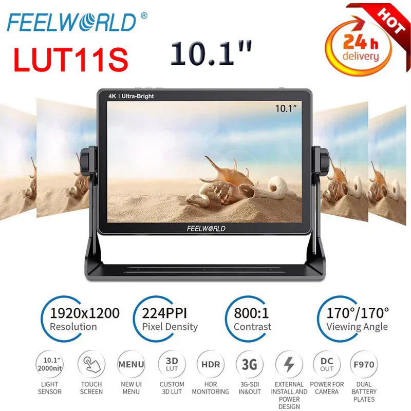 10.1" Ultra Bright 2000nit IPS Touchscreen Camera Monitor SDI Version