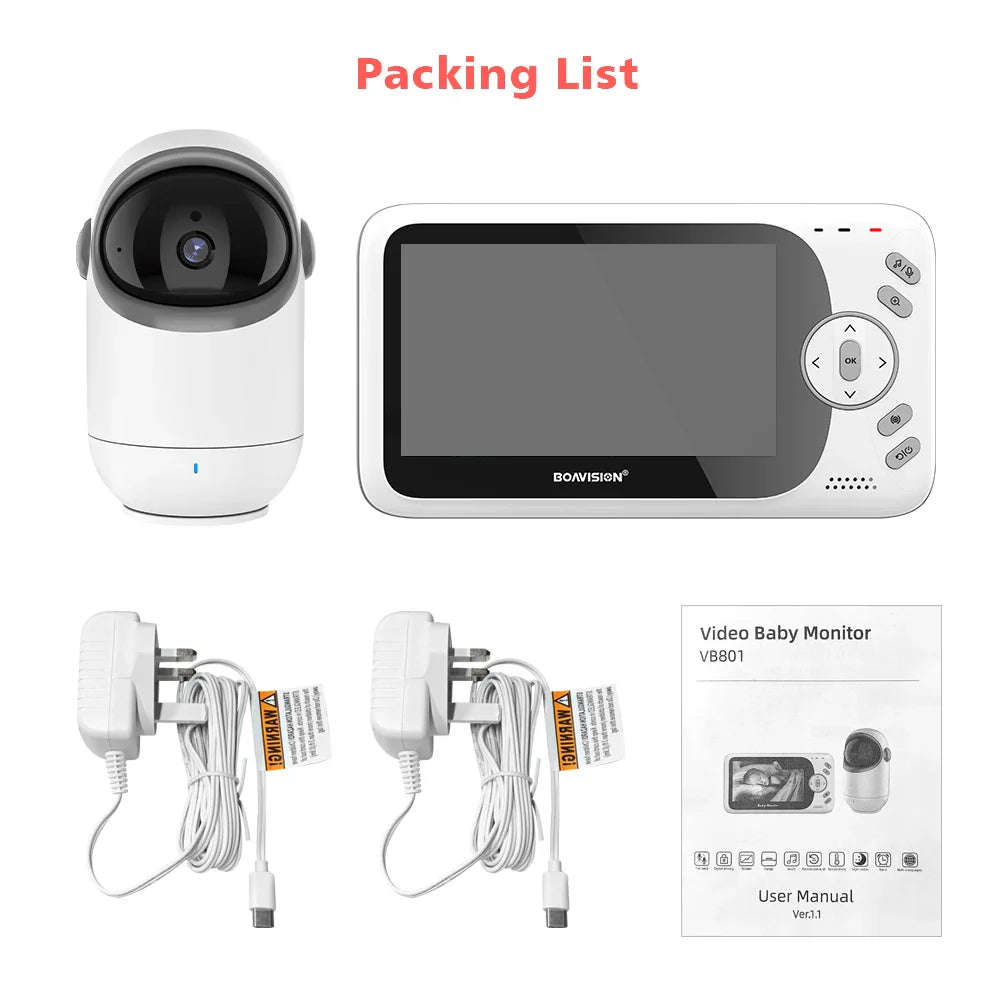 Wireless 4.3" Video Baby Monitor with 2-Way Audio & Night Vision -VB801 NO Plug