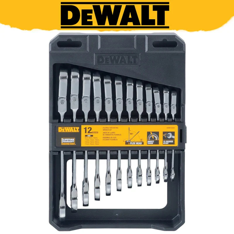 12-Piece Flex Head Ratcheting Wrench Set with 72 Teeth