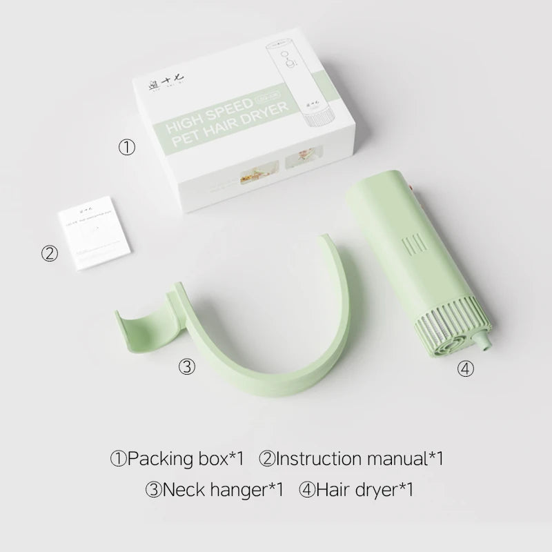 Portable Pet Hair Dryer with Hot & Cold Air, Neck Hanging Design for Efficient Grooming