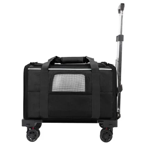 Portable Pet Carrier with Detachable Wheels Airline Approved Rolling Travel Bag for Small Cats & Dogs