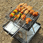 Portable BBQ Grill 31x31cm for Outdoor Cooking Steel Frame