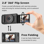 Portable 5K Travel Camera with 360° Flip Screen