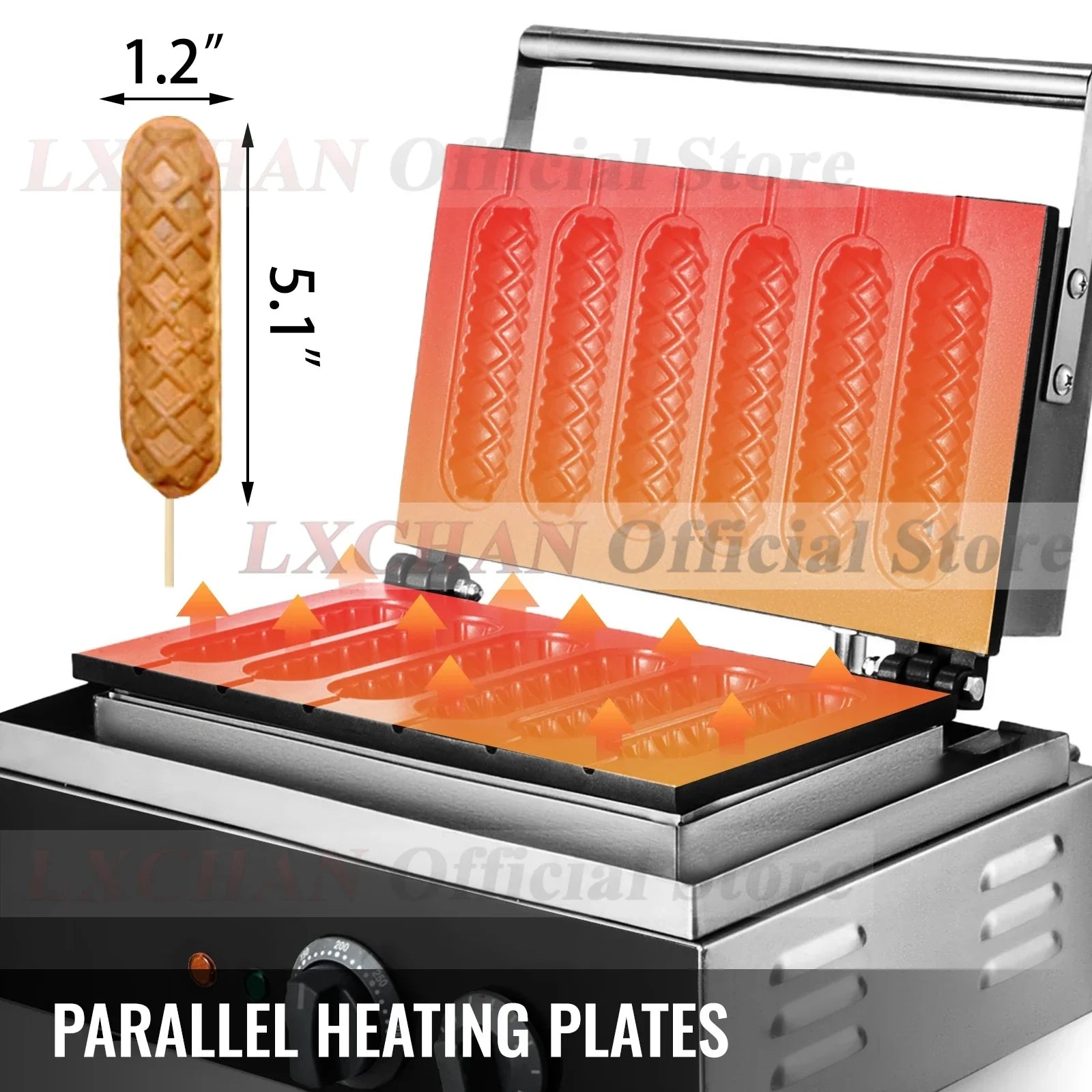 6PCS Electric Waffle & Sausage Maker – Non-Stick Hot Dog & Muffin Grill for Home Use