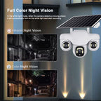 Outdoor 15MP 4G Solar Security Camera Triple Lens, 360° PTZ, Waterproof, Remote Viewing