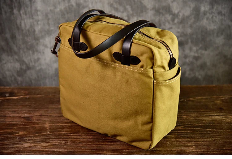 Large Canvas Travel Tote Bag – Khaki, Waterproof & Durable