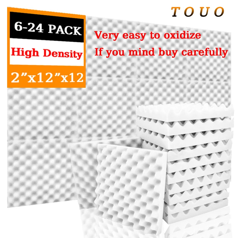 White Acoustic Foam 24-Pcs with Tapes Medium Density Panels for Studio, Bedroom, Home Theater