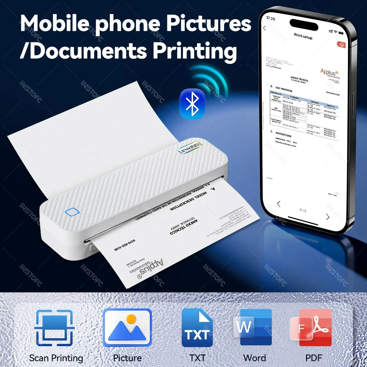 Wireless A4 Thermal Printer for Home, Office & Travel
