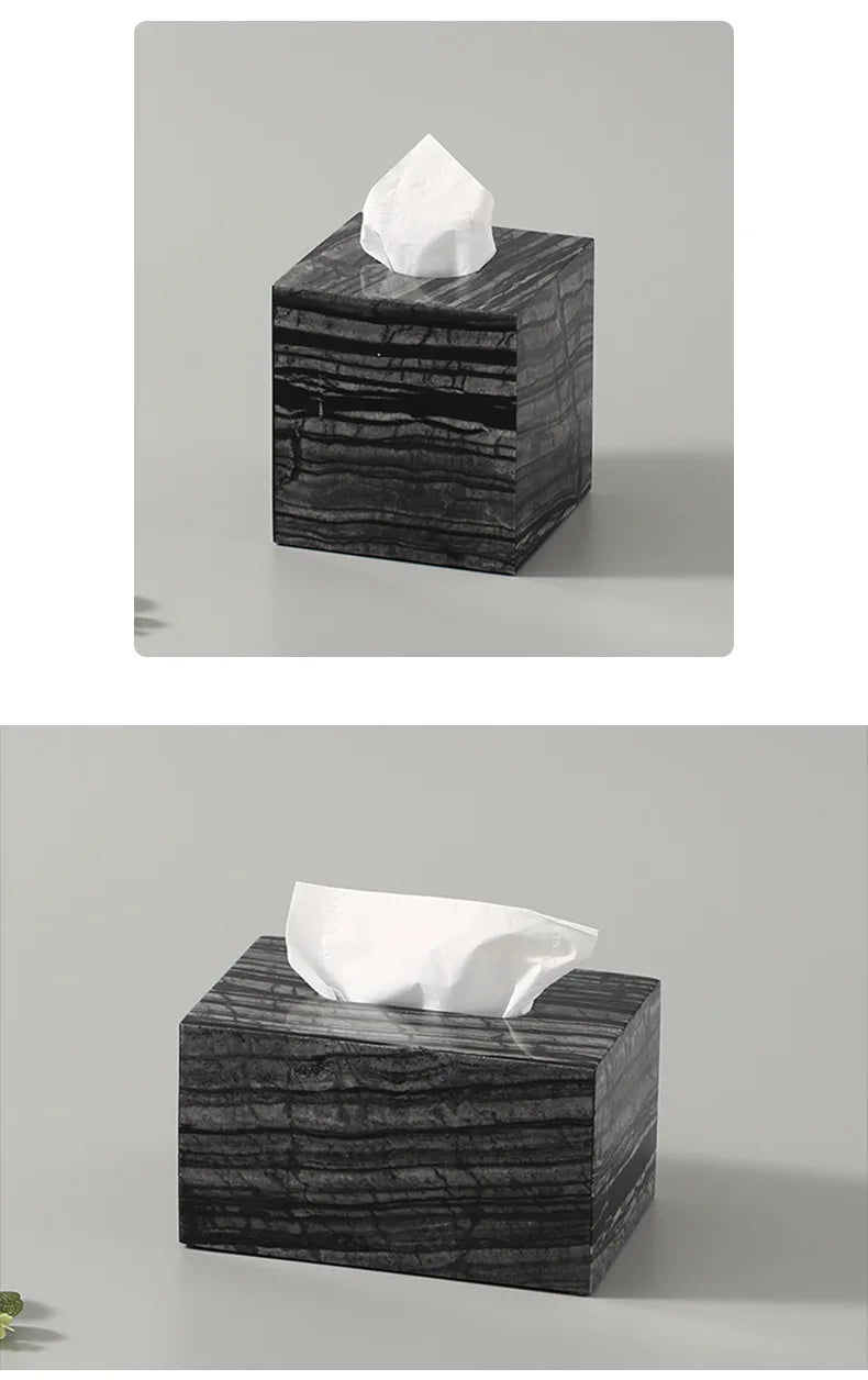 Large Marble Tissue Box Square Modern Design for Home Decor