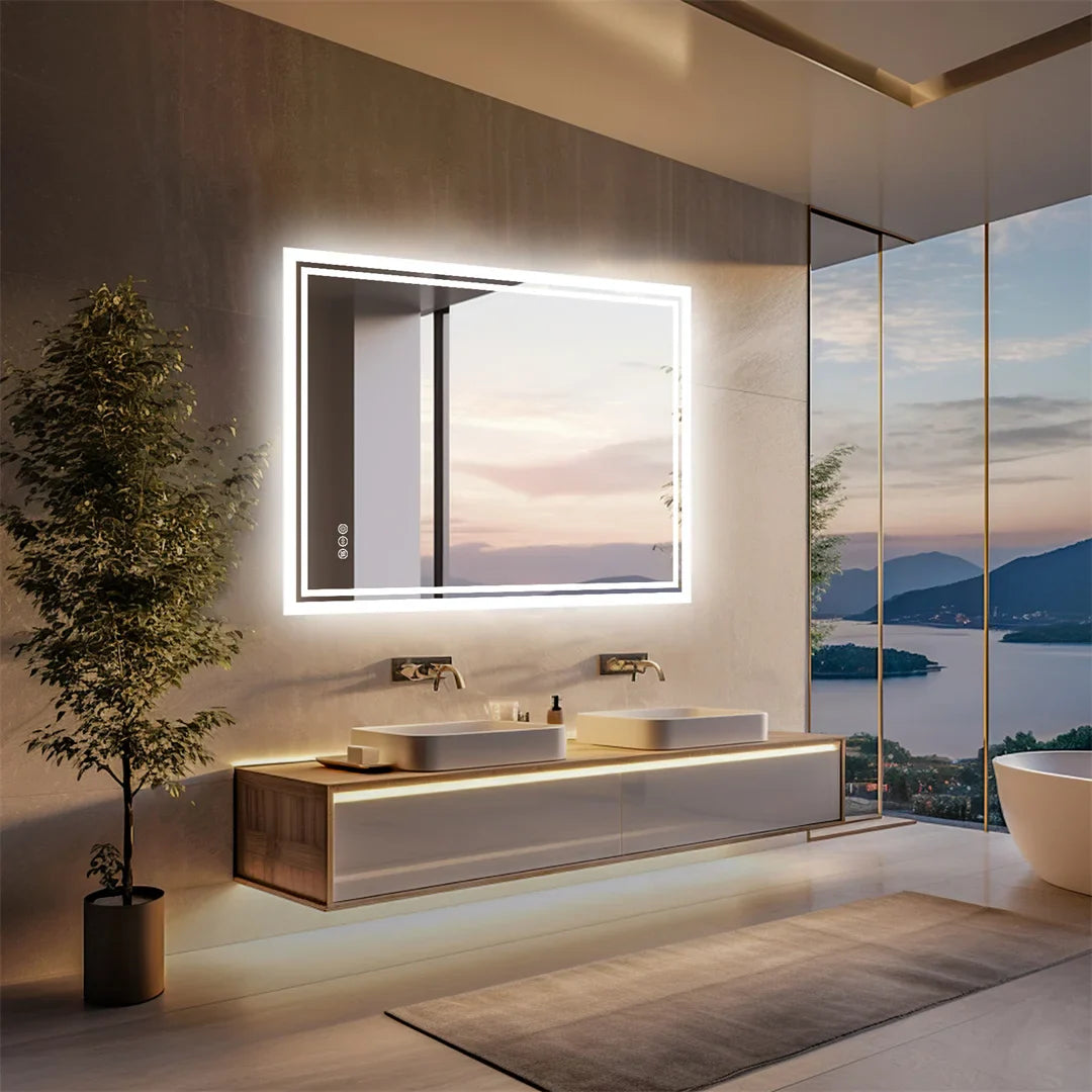 LED Backlit Bathroom Mirror with Touch Sensor