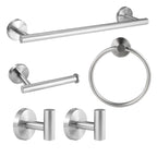 4-Piece Stainless Steel Bathroom Towel Rack Set Silver