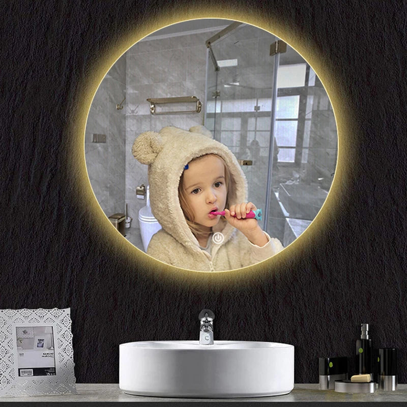 60cm Smart LED Round Defogging Bathroom Mirror