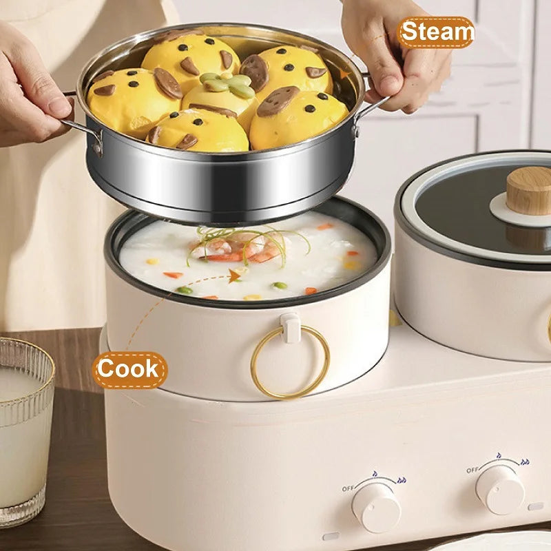1.8L Electric Hot Pot & Non-Stick Wok Multi-Function Cooker for Rice, Soup & Stir-Fry