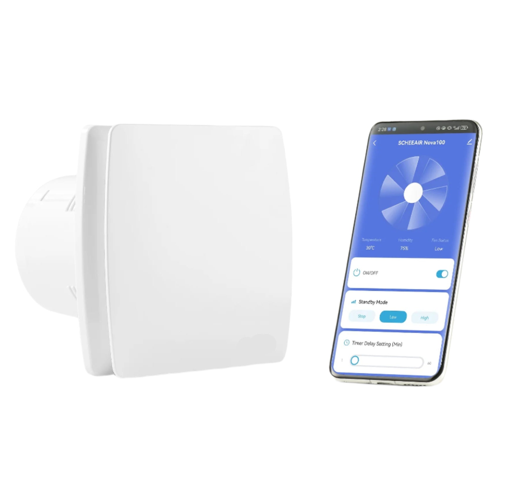 WiFi Smart Bathroom Exhaust Fan with Motion & Humidity Sensor – Quiet Operation, 100mm (220–240V)