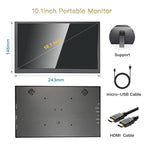 10in Portable IPS Touchscreen Monitor 1024x600 with Speakers