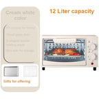 12L Portable White Electric Oven Even Heating, Mechanical Timer, for Toast & Pizza