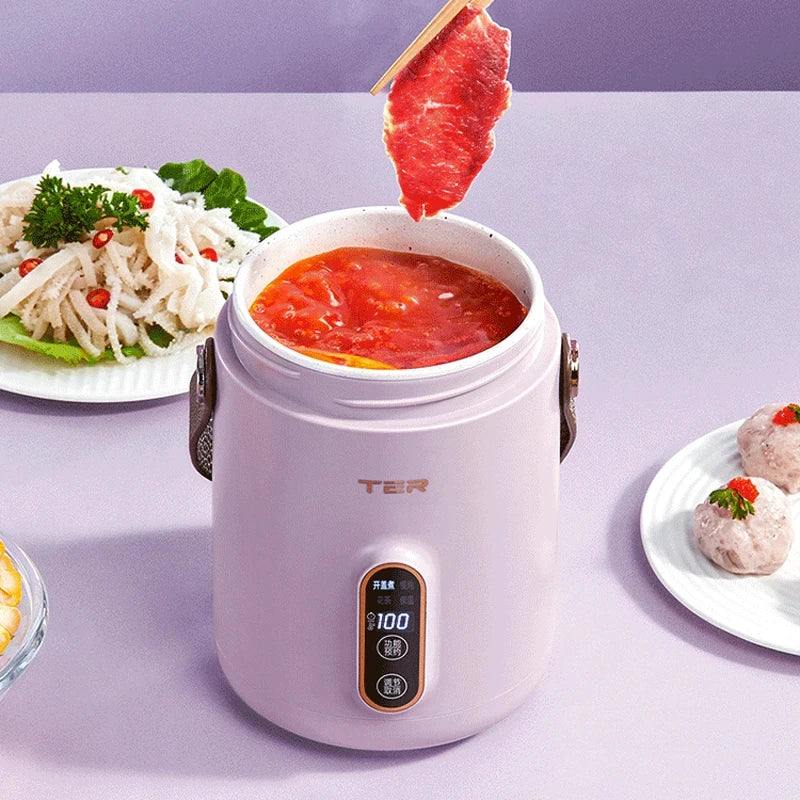 600ml Electric Slow Cooker with Timer – Portable Stew & Rice Pot