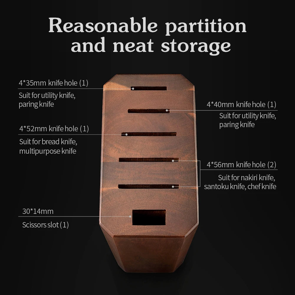 Wooden Knife Block with 6-Slot Storage for Kitchen Knives