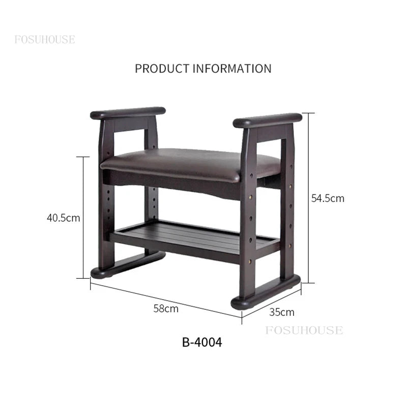 Modern Minimalist Shoe Rack with Seating Solid Wood Storage Bench for Porch & Bedroom