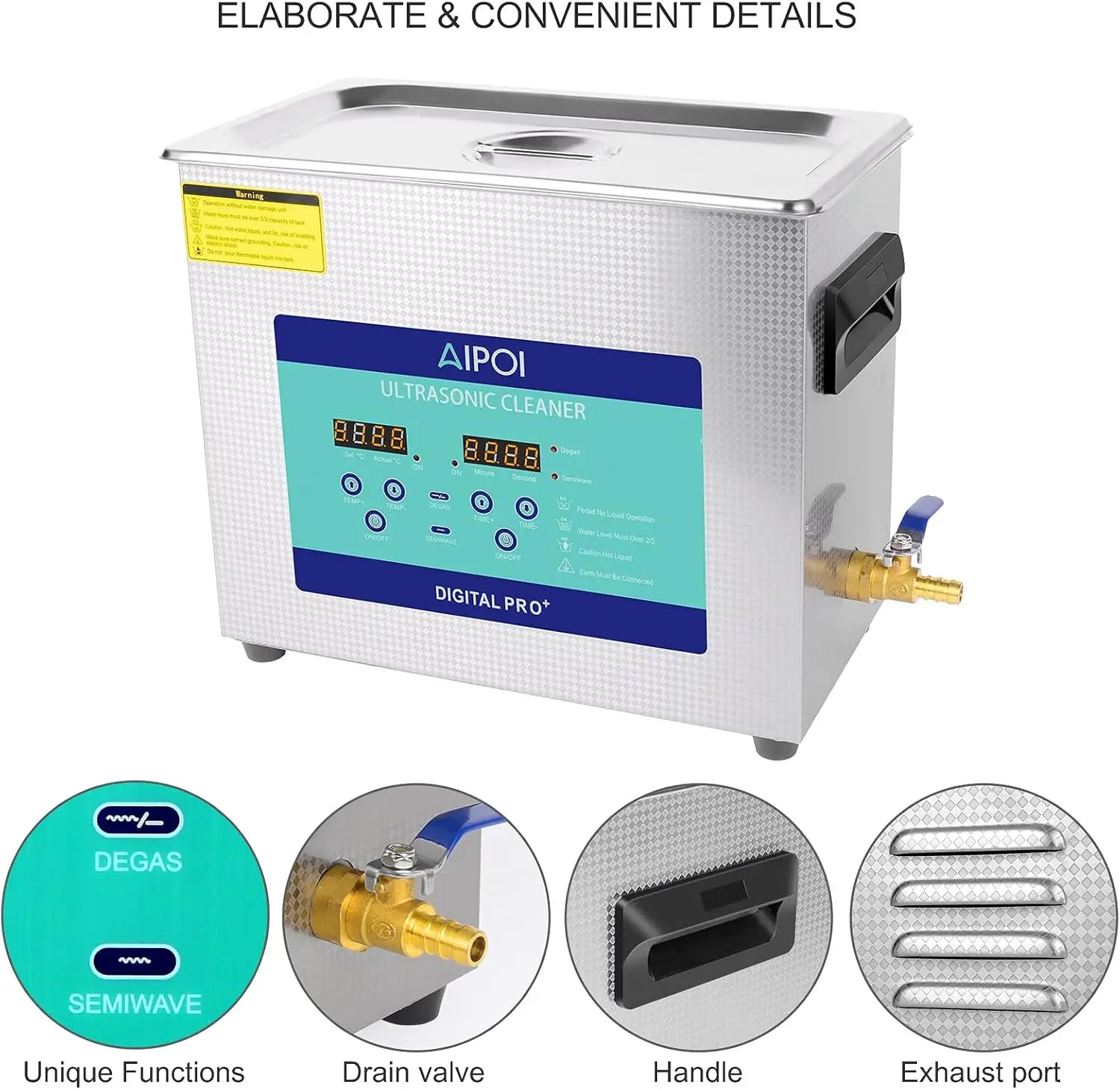 Portable 6.5L Ultrasonic Cleaning Machine with Adjustable Timer & Heater Workshop & Home Use