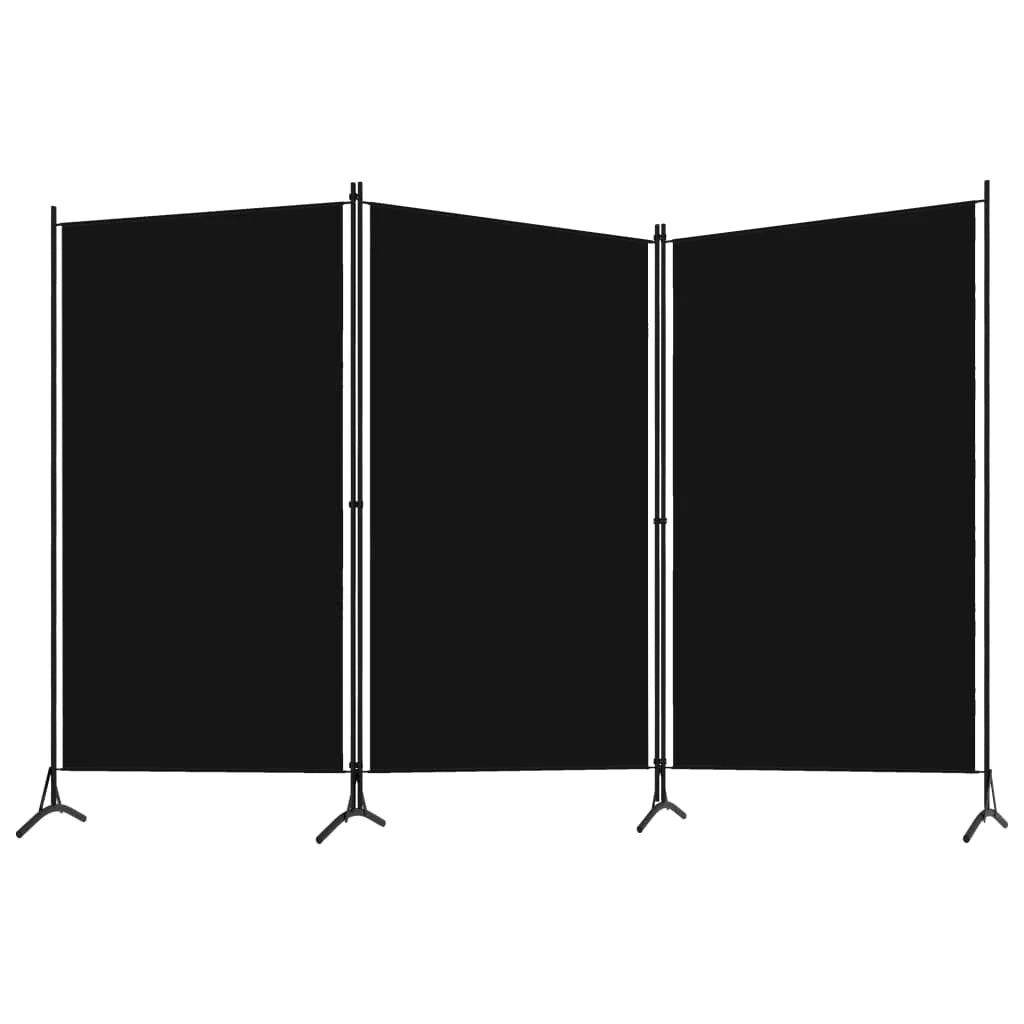 3-Panel Foldable Room Divider – Black Privacy Screen (260x180cm)