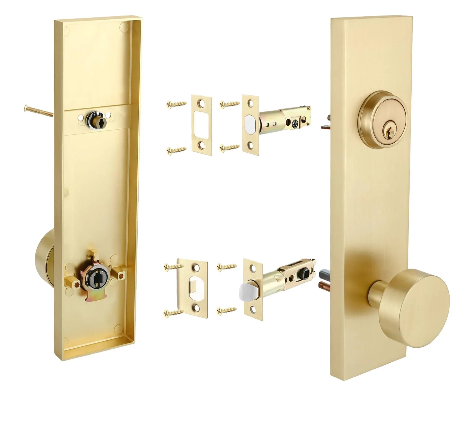 American Style Room Door Handles with Electroplated Finish, Silent Ball Lock & Keys Included