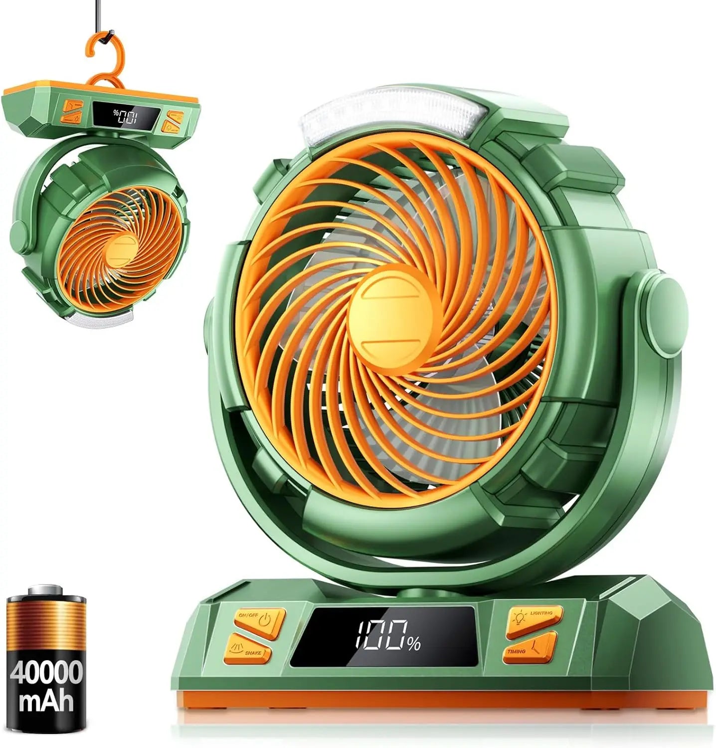 Rechargeable LED Camping Fan with Hook – Portable Tent Fan & Light for Outdoor Use