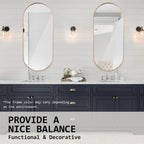 2-Pack Oval Wall Mirrors 45x100cm Gold Aluminum Frame