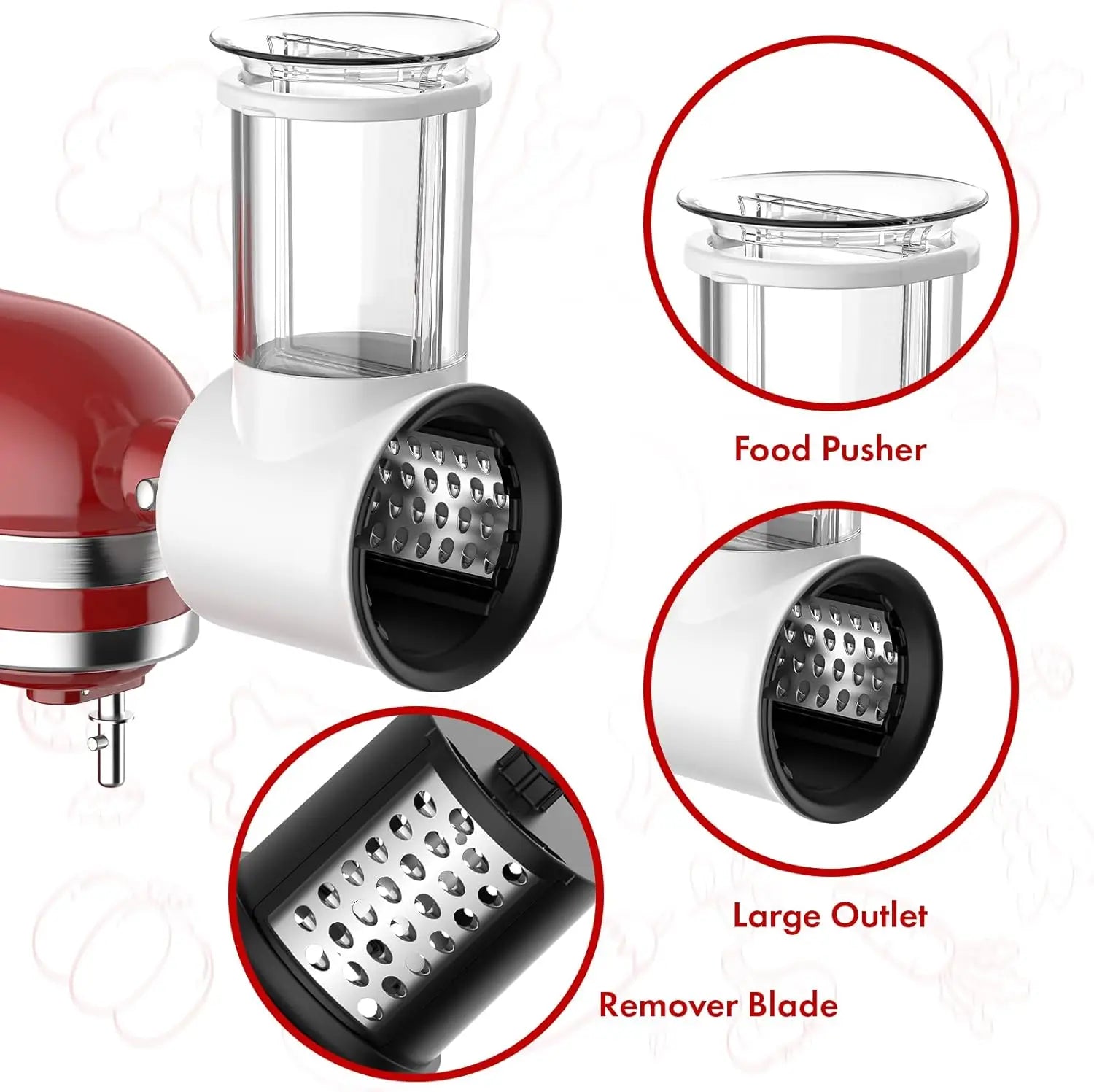 KitchenAid Stand Mixer Cheese Grater Attachment, 5 Blades