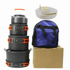 Portable Camping Cookware Set with Kettle, Pots, Utensils, Tableware
