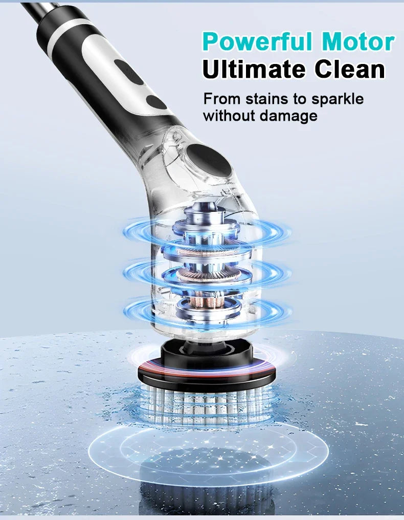 Cordless Bathroom Scrubber with Adjustable Extension Handle