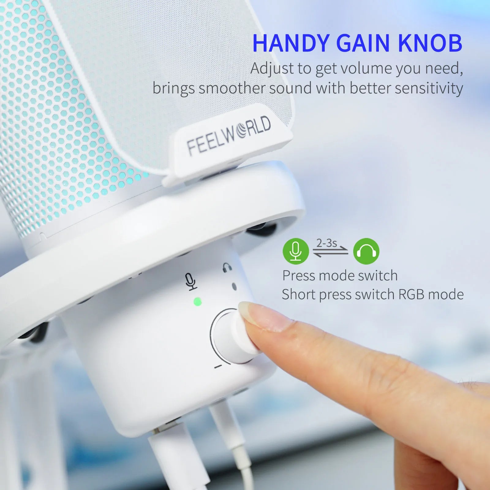 USB Condenser Gaming Microphone with Noise Cancellation & RGB