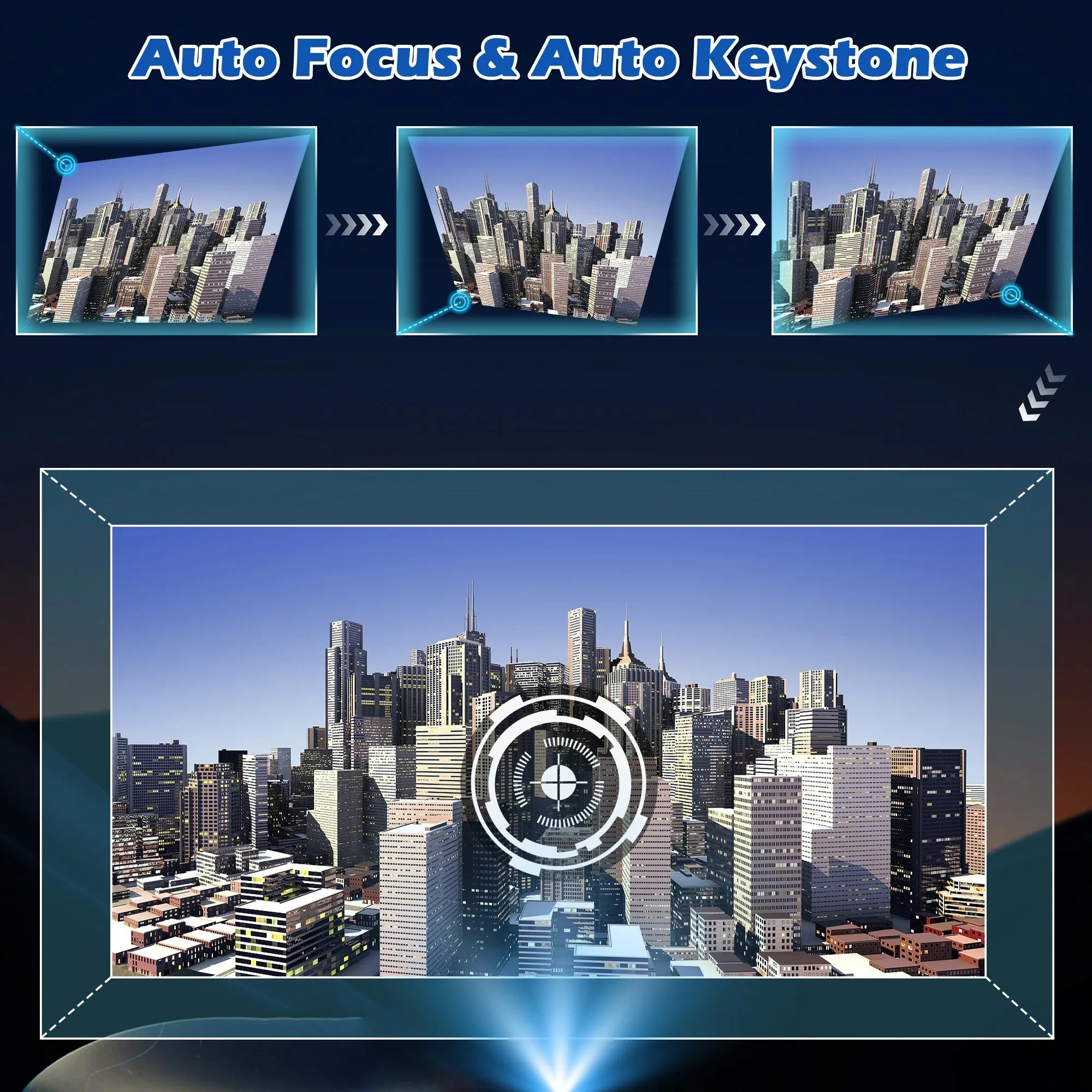 Smart Home Theater Projector with Auto Focus and Bluetooth