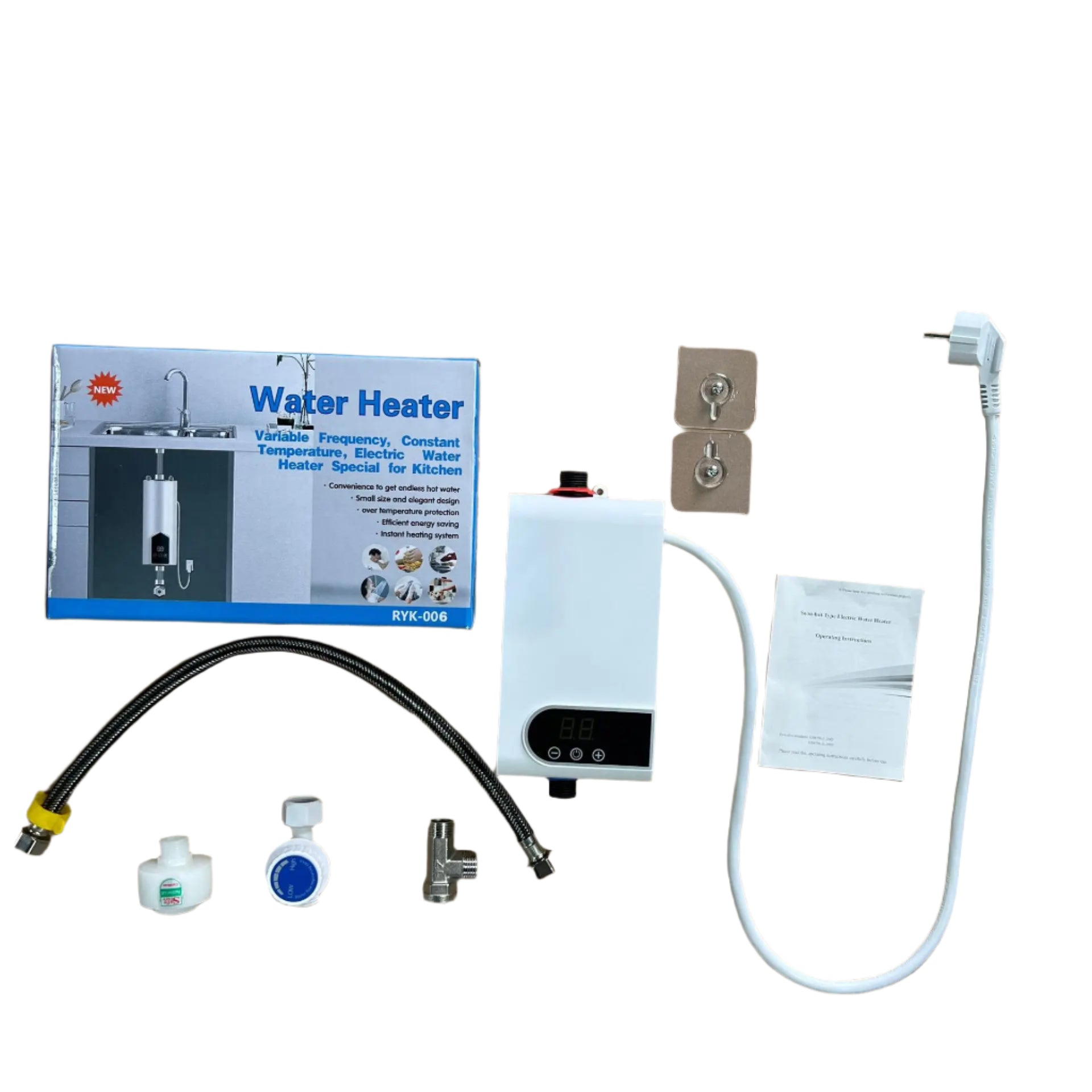 5500W Tankless Water Heater LCD Display, IPX4 Waterproof, With Accessories