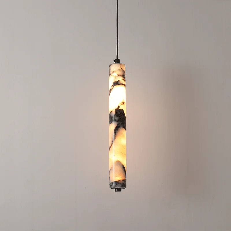 Modern Marble Cylinder Pendant Light with LED for Bedroom or Living Room