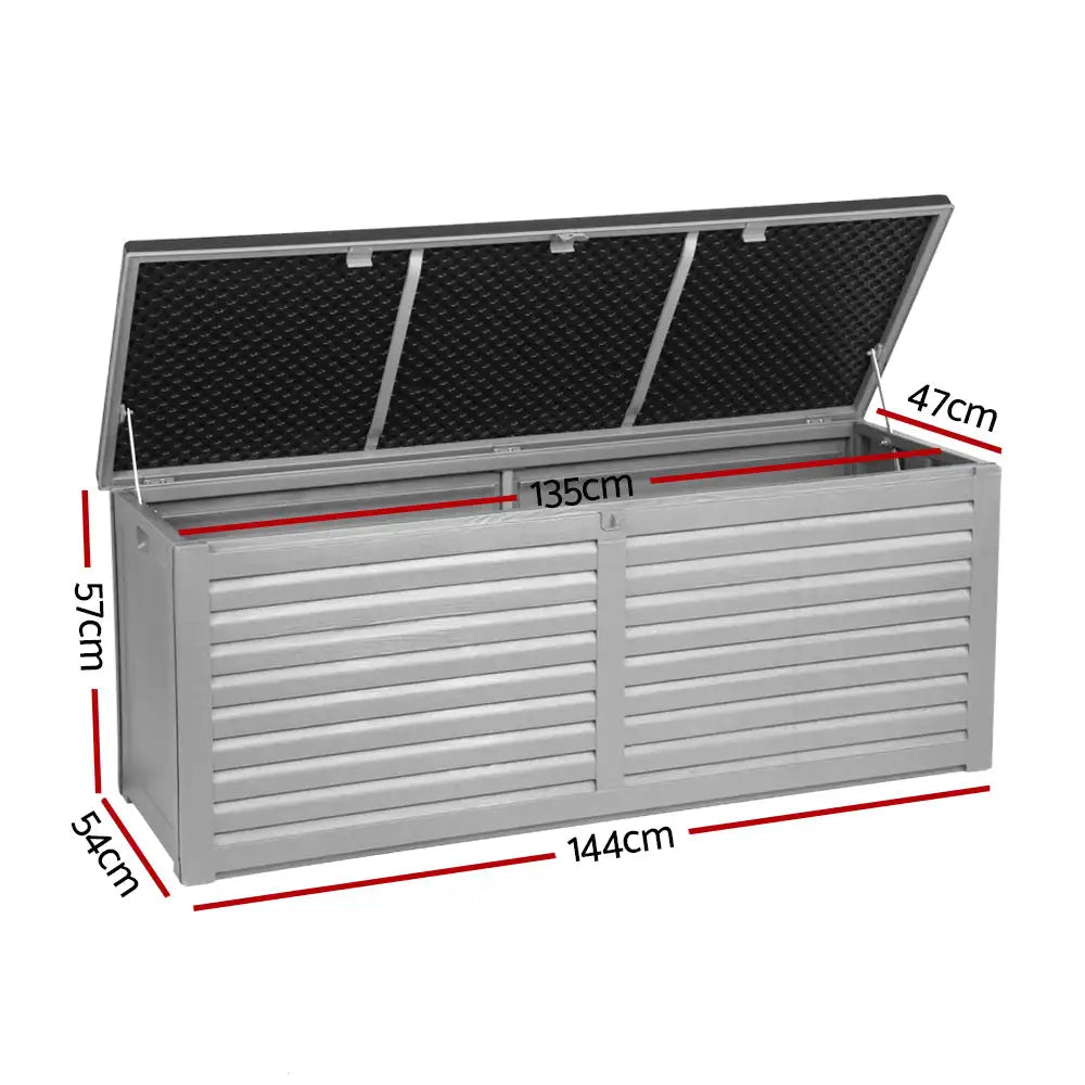 Outdoor Storage Bench Box 390L – Waterproof, Durable PP Material with Lockable Lid