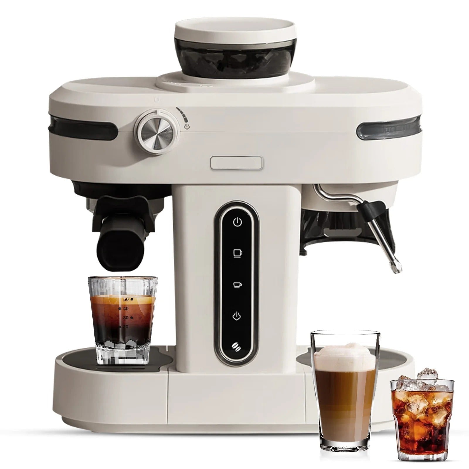 19-Bar Semi-Automatic Espresso Machine with Built-In Grinder & Steam Wand