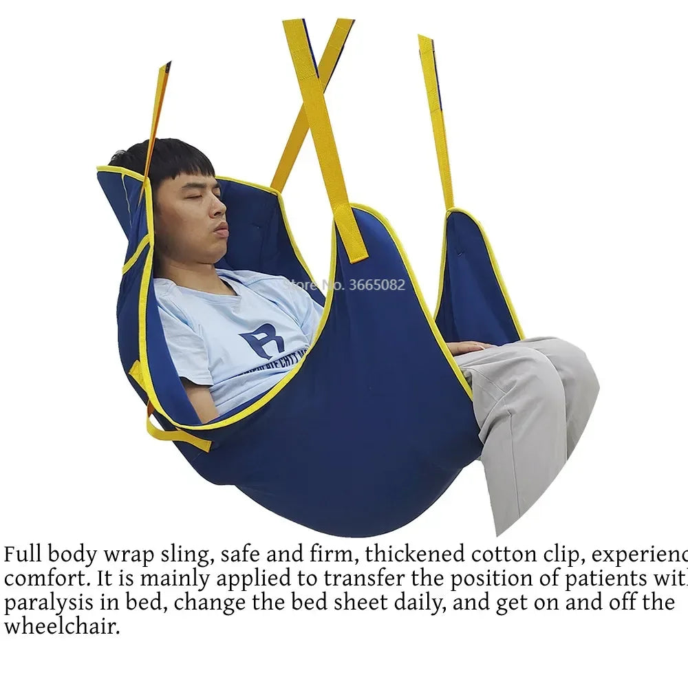 Adjustable Patient Lift Sling with Transfer Straps Blue M
