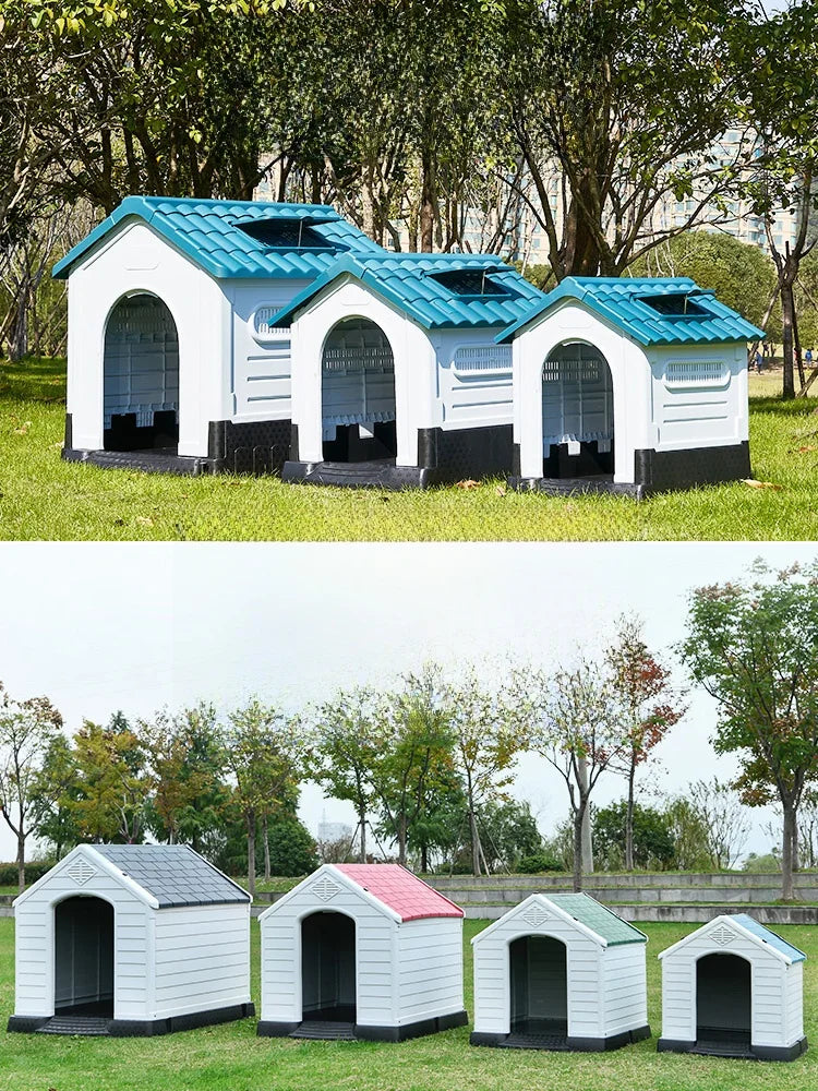 Small Outdoor Dog House, Rainproof, Blue, No Door Design