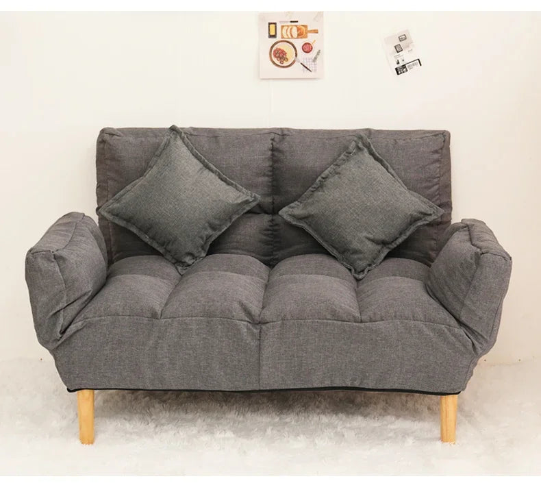2-in-1 Foldable Sofa Bed Space-Saving Double Lounge Chair for Apartments, Gray