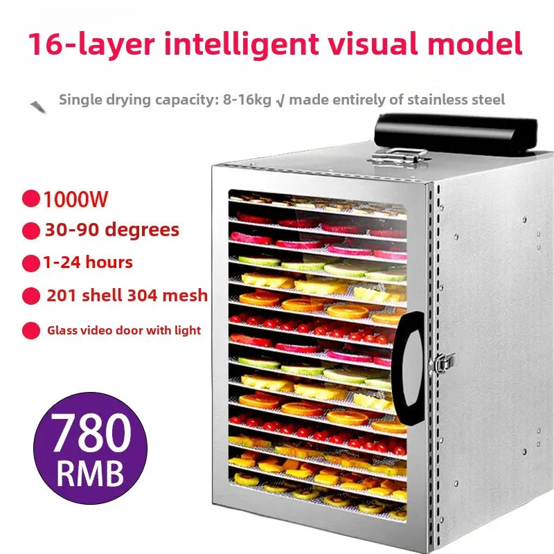 Home Food Dehydrator 16 Layers, Dried Fruit Maker & Meat Dryer Appliance