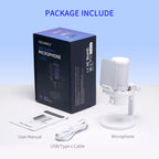 USB Condenser Gaming Microphone with Noise Cancellation & RGB
